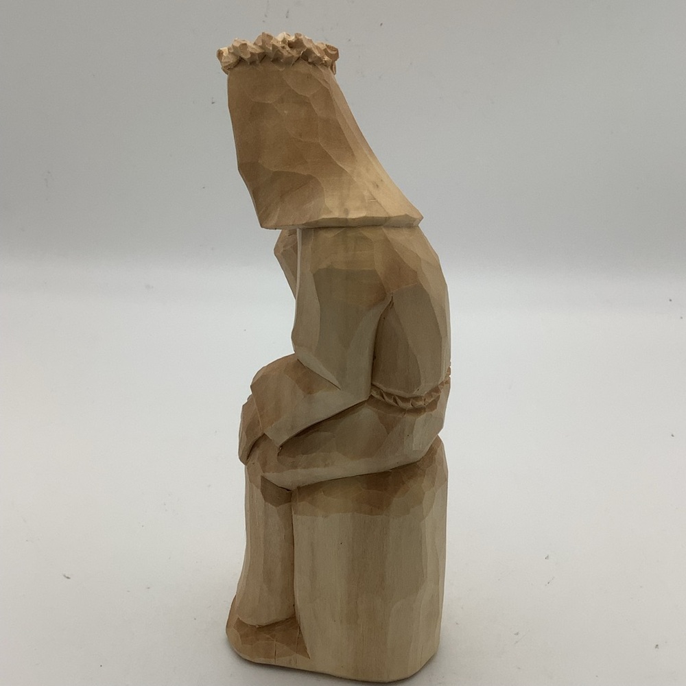 Handcrafted Pensive Jesus Wooden Sculpture - Picture 10 of 12